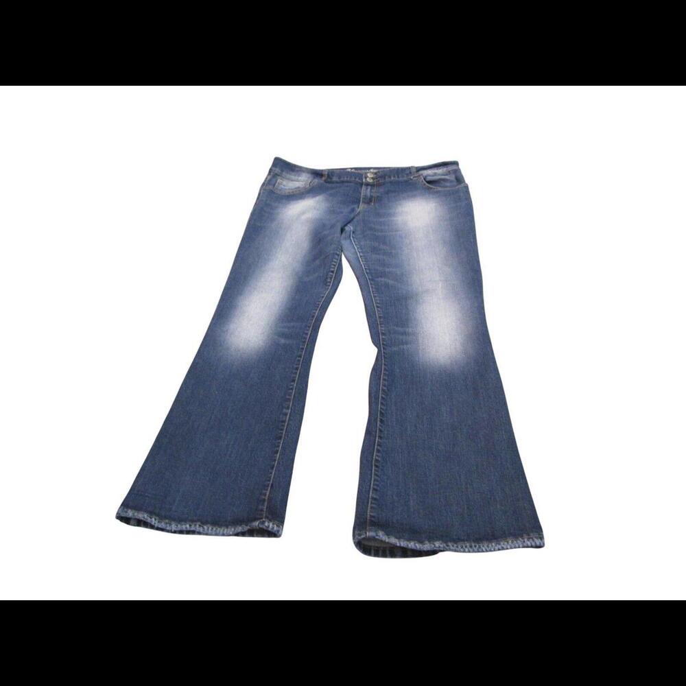 Bluenotes Womens Size 35/32 High Waisted Bleached Flared Distressed Blue Jeans